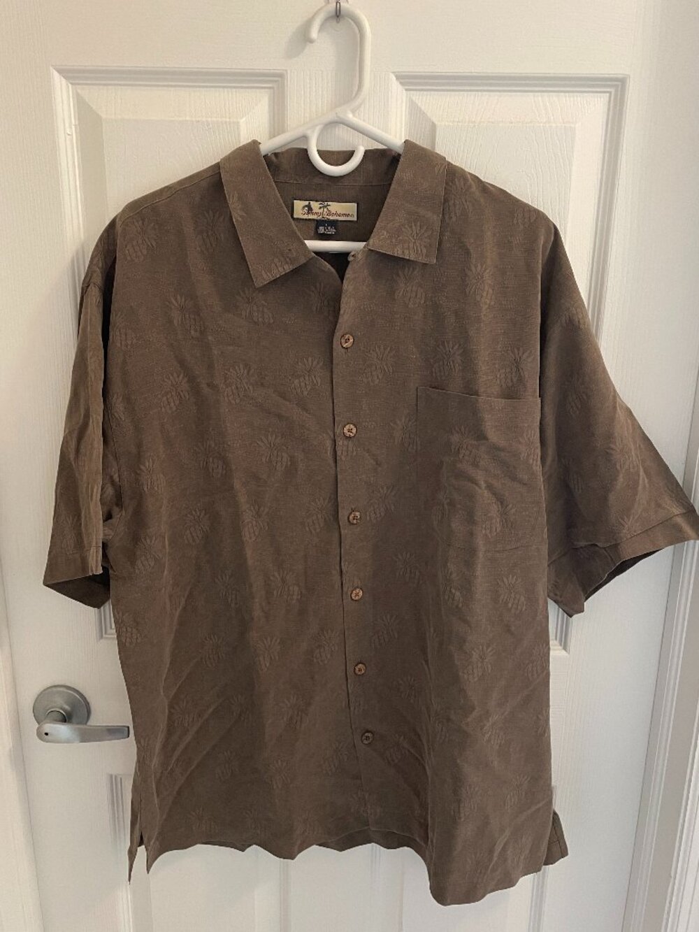 Tommy Bahama Silk Shirt Mens Pineapple Print Brown New without Tags